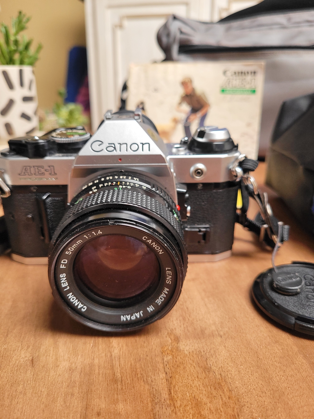 Canon AE-1 50mm f/1.4 Film Camera in Silver and Black With Accesories